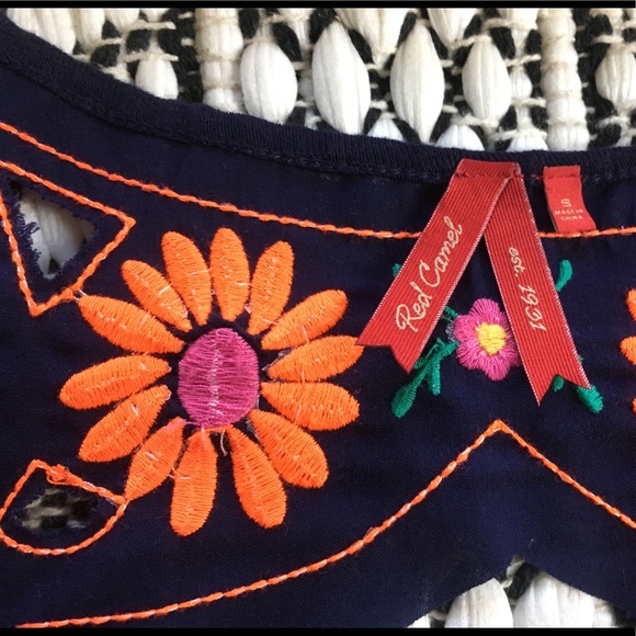 Navy Knit Top with Cut-Out and Embroidered Details - Picture 3 of 4